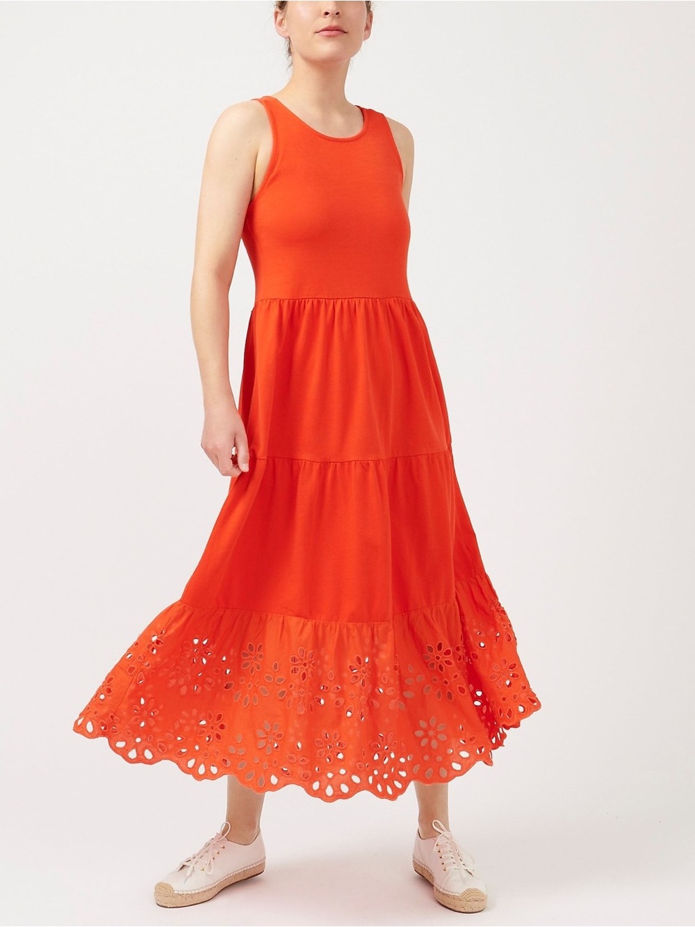 J.Crew Tiered Maxi Dress with Eyelet Trim